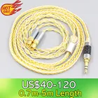 LN007301 8 Core ручная работа цвет серебристый, Золотой покрытием плетеный кабель для наушников для HiFiMan HE400 HE5 HE6 HE300 HE4 HE500 HE6 наушников