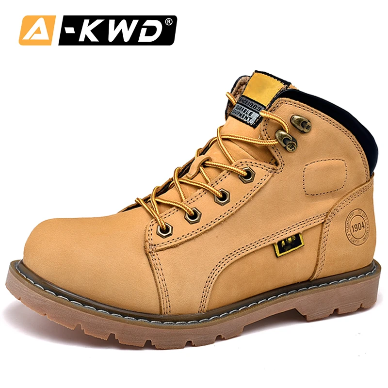 

2020 Winter Mens Boots Rubber Non slip Work Shoes Fashion Botas Hombre Tacticas Genuine Leather Casual Boots Men Bottine Homme