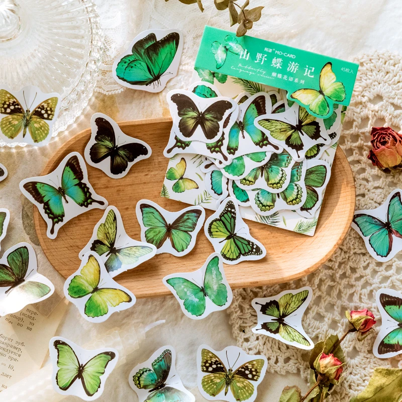 

45Pcs/Bag Vintage Butterfly Island Paper Sticker Package DIY Diary Journal Decoration Sticker Album Scrapbooking