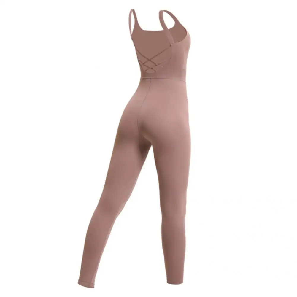 

Elastic Fashion One-piece Sleeveless Yoga Leggings Nylon Yoga Bodysuit Tear Resistant for Workout