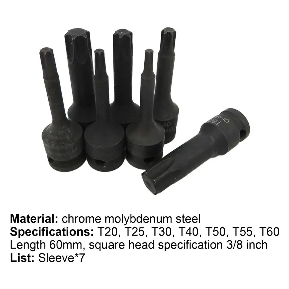 

7Pcs Sleeve Socket Solid Color Sturdy Hardware Hexagonal Quincunx Socket Set for Auto Repair