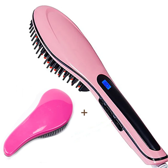 PInk Straight comb Выпрямители Электрический Выпрямитель для волос щетка для укладки выпрямитель для волос Расческа Уход за волосами автомобильный массажер просто быстрый волос - Цвет: PInk Straight comb