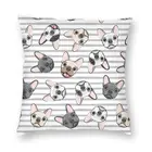 Крутые серые полосы, милые Французские бульдоги, квадратная накидка на подушку, чехол для домашнего декора, двухсторонний чехол для дивана с изображением французского бульдога