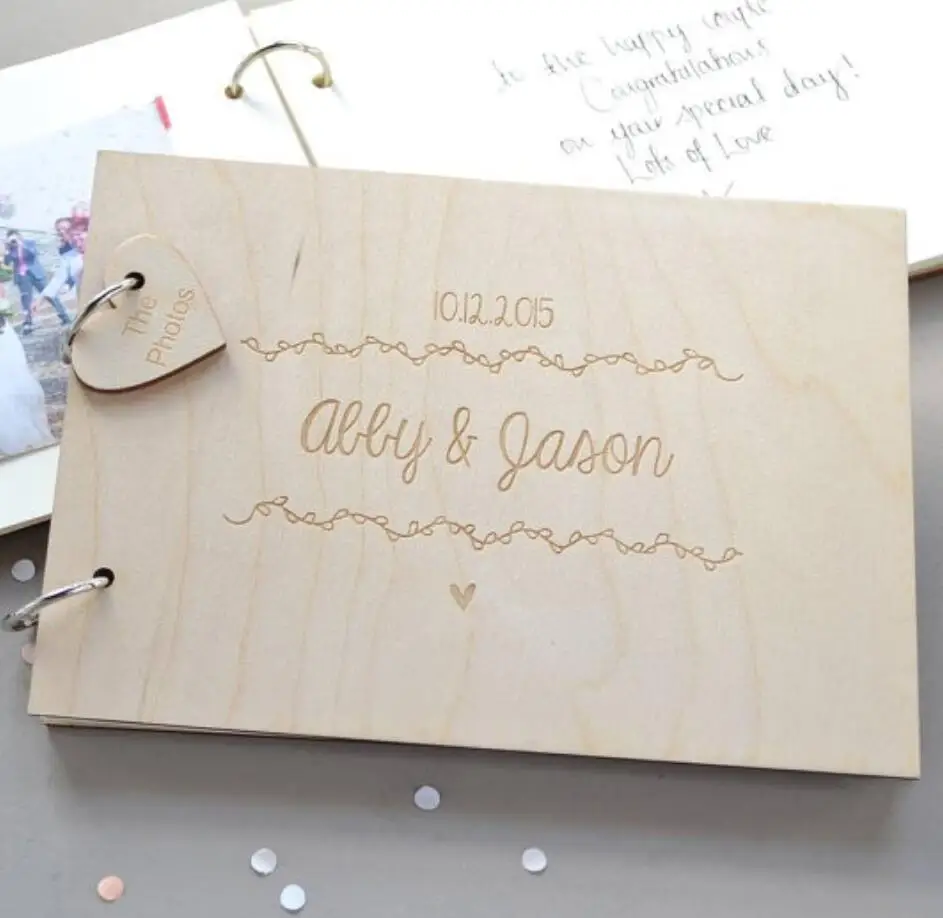 Индивидуальная Свадебная Гостевая книга деревянная с гравировкой свадебная