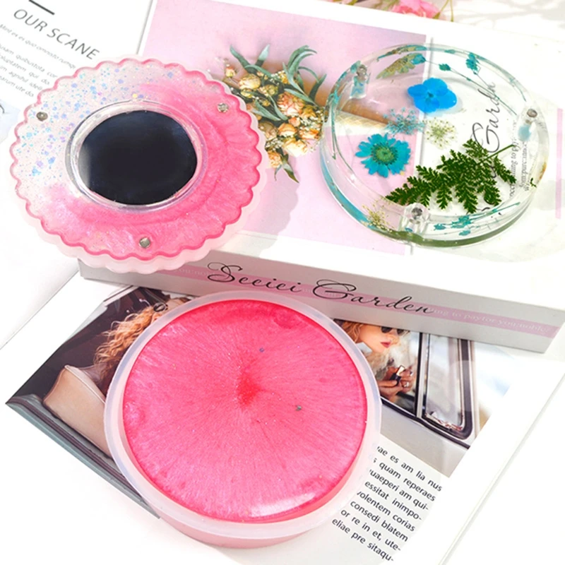 

Diy Crystal Epoxy Resin Eyelash Storage Box with Lid Mirror Storage Silicone Mold Wholesale Drop Shipping