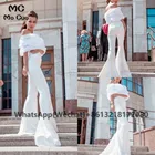 Женское длинное свадебное платье, белый комбинезон с открытыми плечами, модель 2021 года