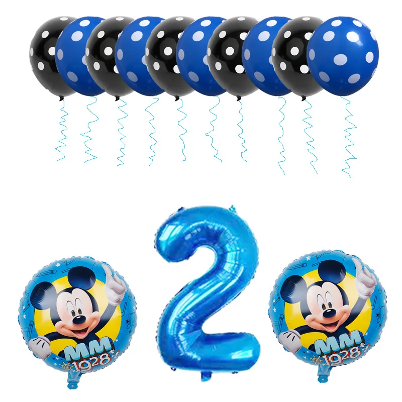 Голубые воздушные шары для дня рождения мальчика Микки Маус украшения с номером