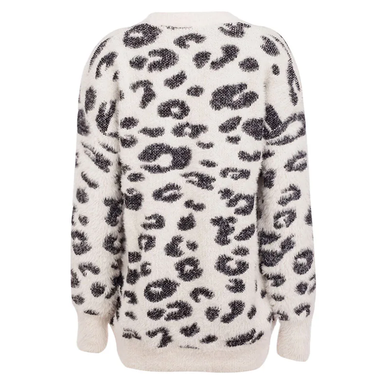 

Newly Womens Long Sleeves V Neck Button Up Knitted Cute Leopard Cardigan Winter Autumn Sweater Coat DO99