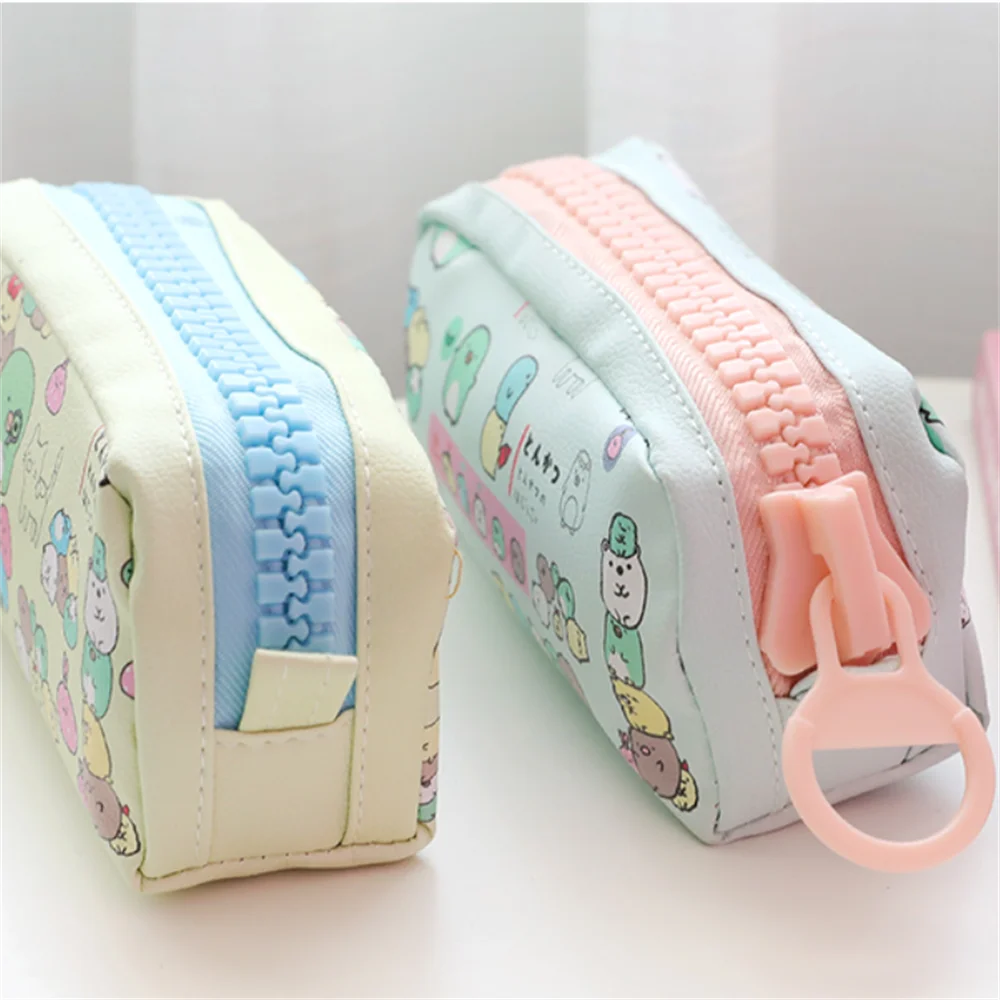 

1pc Cute Cartoon PU Pencil Bag Kawaii Stationery Zipper Storage Bag Large Capacity Cosmetic Pouch School Office Supplies