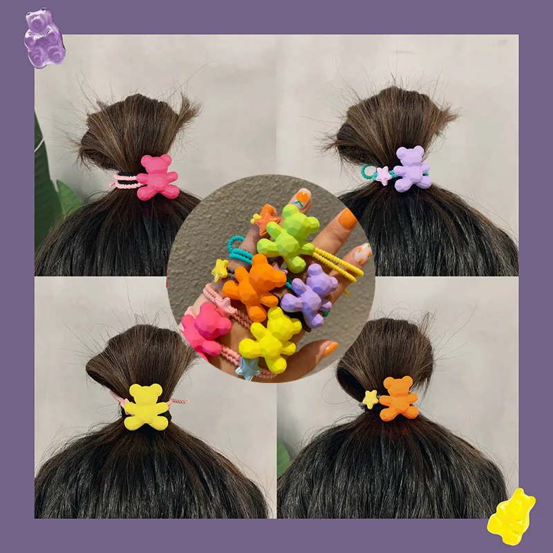 1 шт. INS стиль милый цвет голова медведя детские веревки для волос эластичная