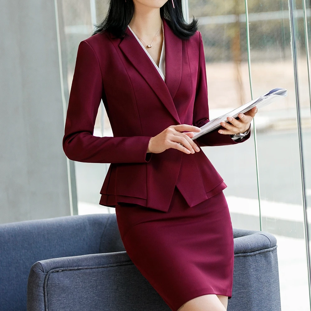 Vestido de escritório coreano 2 peças terno e saia primavera элегантные длинная рубашка плиссированные