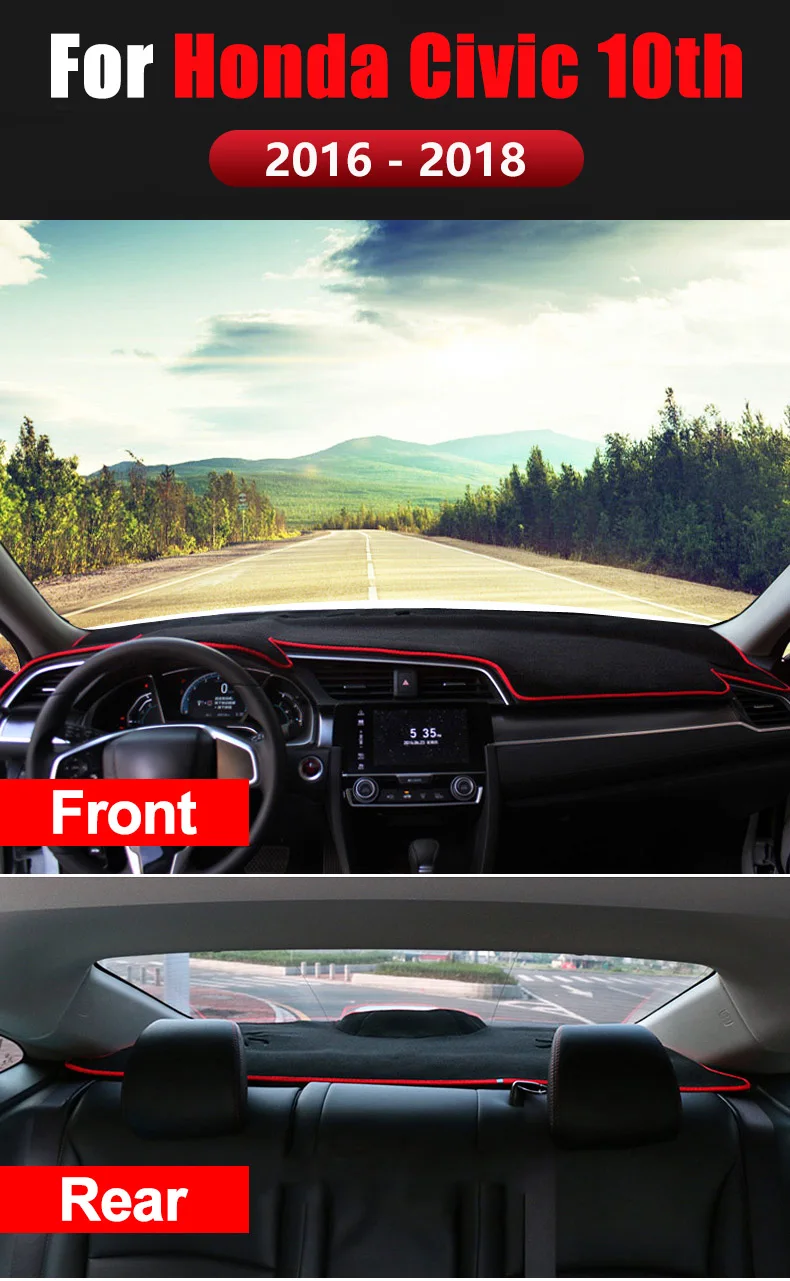 Для Honda Civic 10th приборной панели автомобиля коврик Избегайте светильник Pad приборной панели Ковры Анти-УФ аксессуары