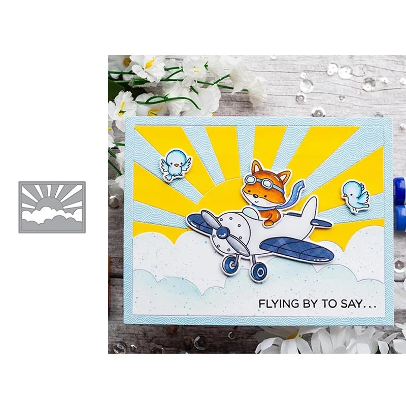 

Rectangle Sunshine Scene Plate Knife Die Metal Cutting Dies for DIY Scrapbooking Embossing Paper Cards Making Crafts 2019 New