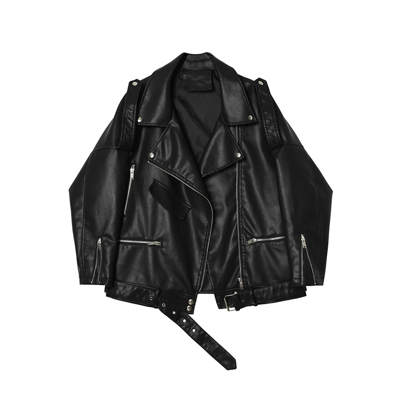 Модная женская осенняя куртка из искусственной кожи классическая байкерская