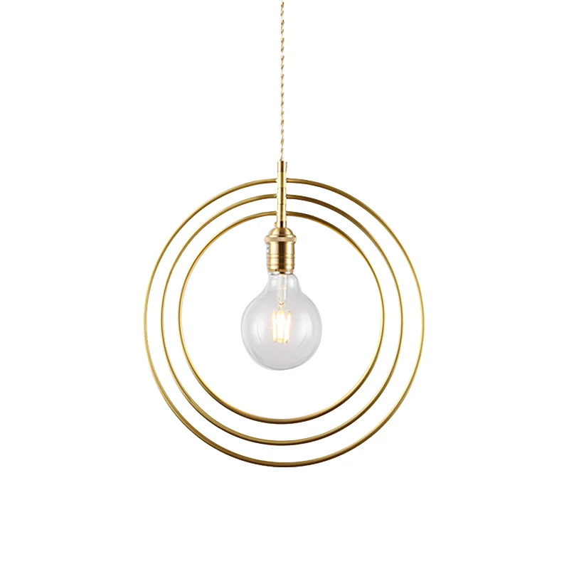

Modern Bedroom Lamp Art Restaurant Chandelier Ring Brass Pendant Lamp Staircase Entrance Bar Hotel Room Light luminaria pendente