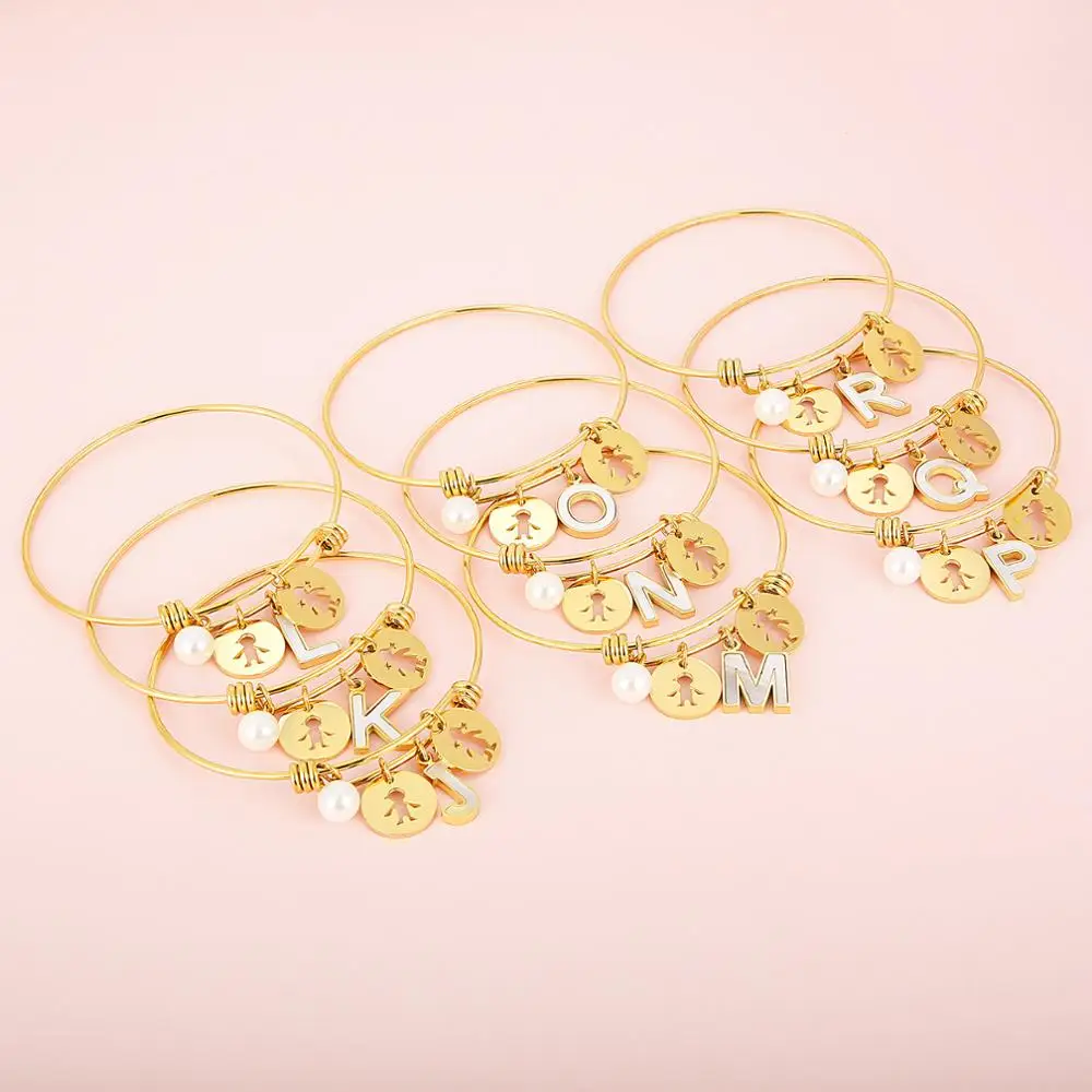 Нержавеющая сталь 26 Браслеты с буквами детская шарм браслеты и для женщин