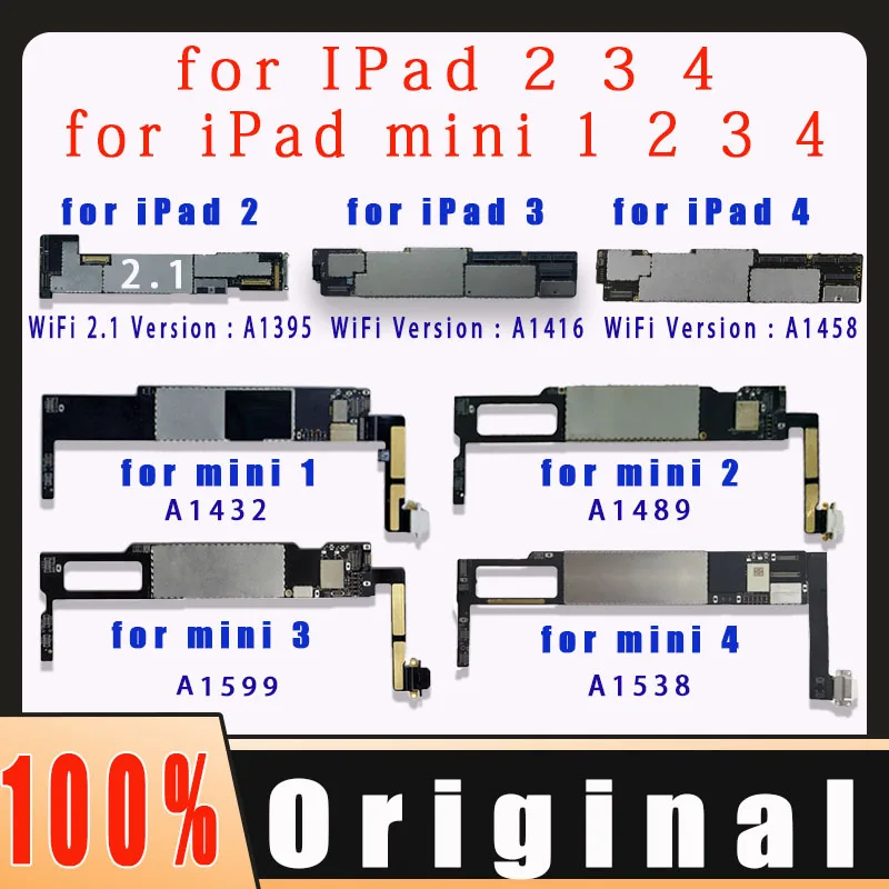 A1395 A1416 A1458 Logic панели для iPad 2 3 4 материнская плата A1432 A1489 A1599 A1538 mini 1 без iCloud|Антенны