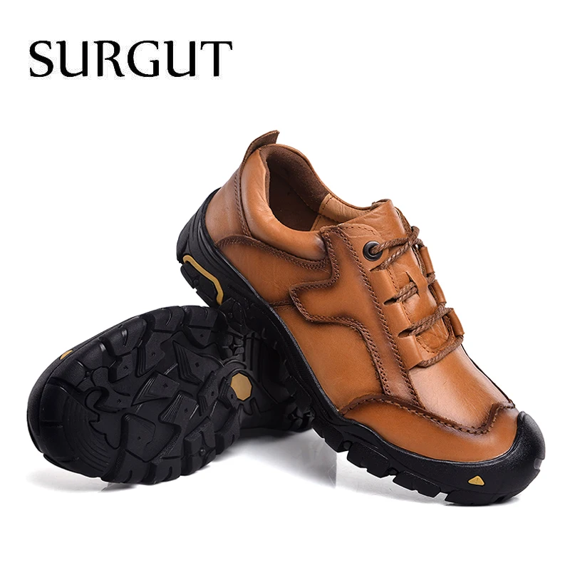 SURGUT Brand Genuine Leather Men Loafers Shoes Fashion Casual New 2021 Autumn Winter Breathable Flat Driving | Обувь