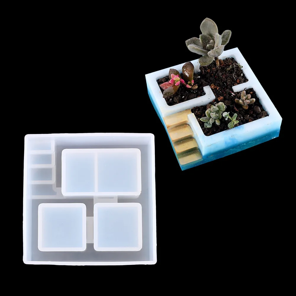 

DIY crystal epoxy resin mold size square storage box mold resin craft flower pot epoxy silicone mold