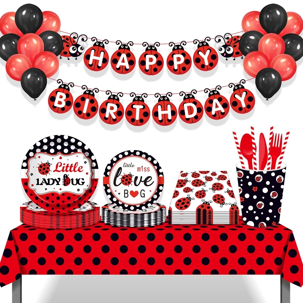 Милая Божья коровка тарелки салфетки для влюбленных божья украшения вечеринки в