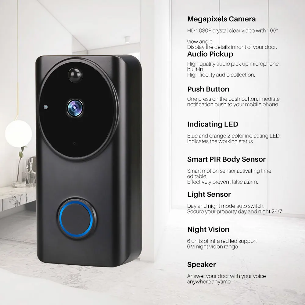 1080P видео дверной звонок Tuya Smart WiFi видеодомофон информация о телефоне толчок