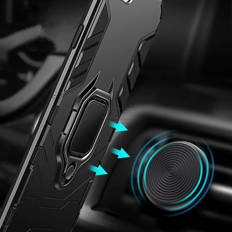 hybrid rugged armor for oppo realme c3 case kickstand with metal finger ring shock proof cover for oppo realmi c21 phone cases free global shipping