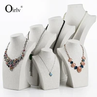 oirlv custom linen necklacependant jewelry display model bust counter shop mannequin stand rack expositor jewelry organizer