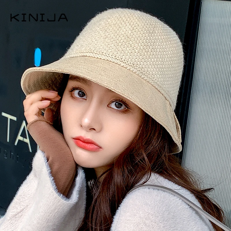 Шерстяные женские шапки с большим бантом Женская шерстяная шляпа женская шапка