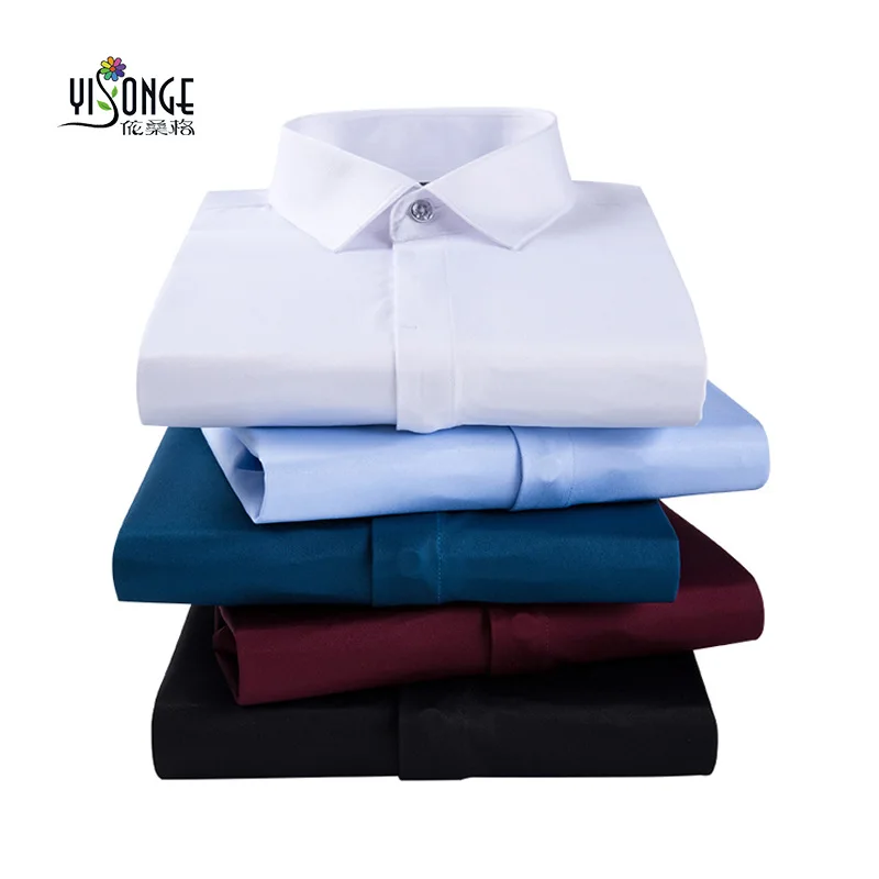 

The new spring 2019 men's clothing fly opening tooling business long-sleeved shirt men wash and wear elastic shirt