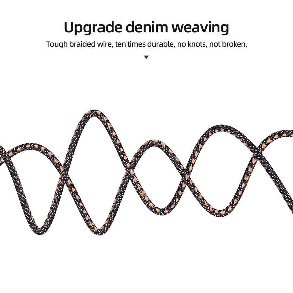 3A джинсовый плетеный кабель с разъемом Usb Type-C для быстрой зарядки и передачи