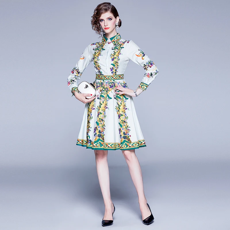 Женское модельное платье с длинным рукавом повседневное Плиссированное Платье