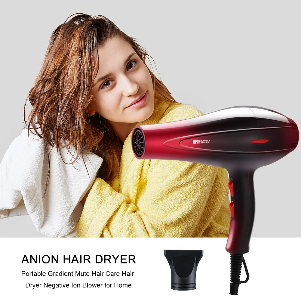 

Portable Gradient Mute Hair Care Hair Dryer Negative Ion Blower for Home Salon Styling Tools Hot/Cold Air Blow Dryer 6 Speed