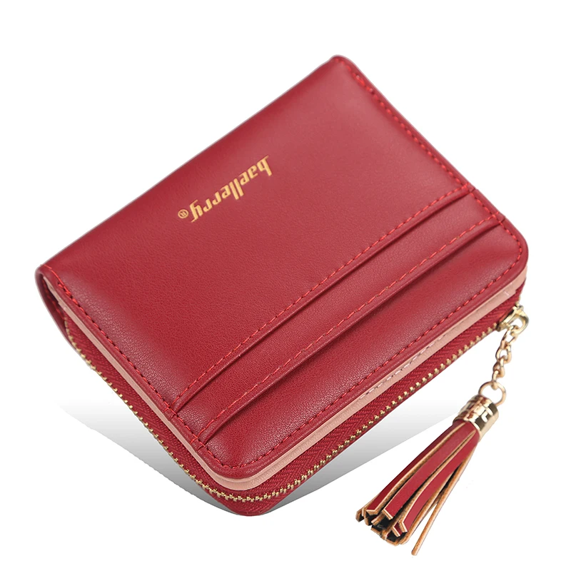 

2022 New Women Wallets Short Women's Wallet Small Zipper Coin Purse Card Holder Luxury Brand PU Leather Female Wallet Red Black