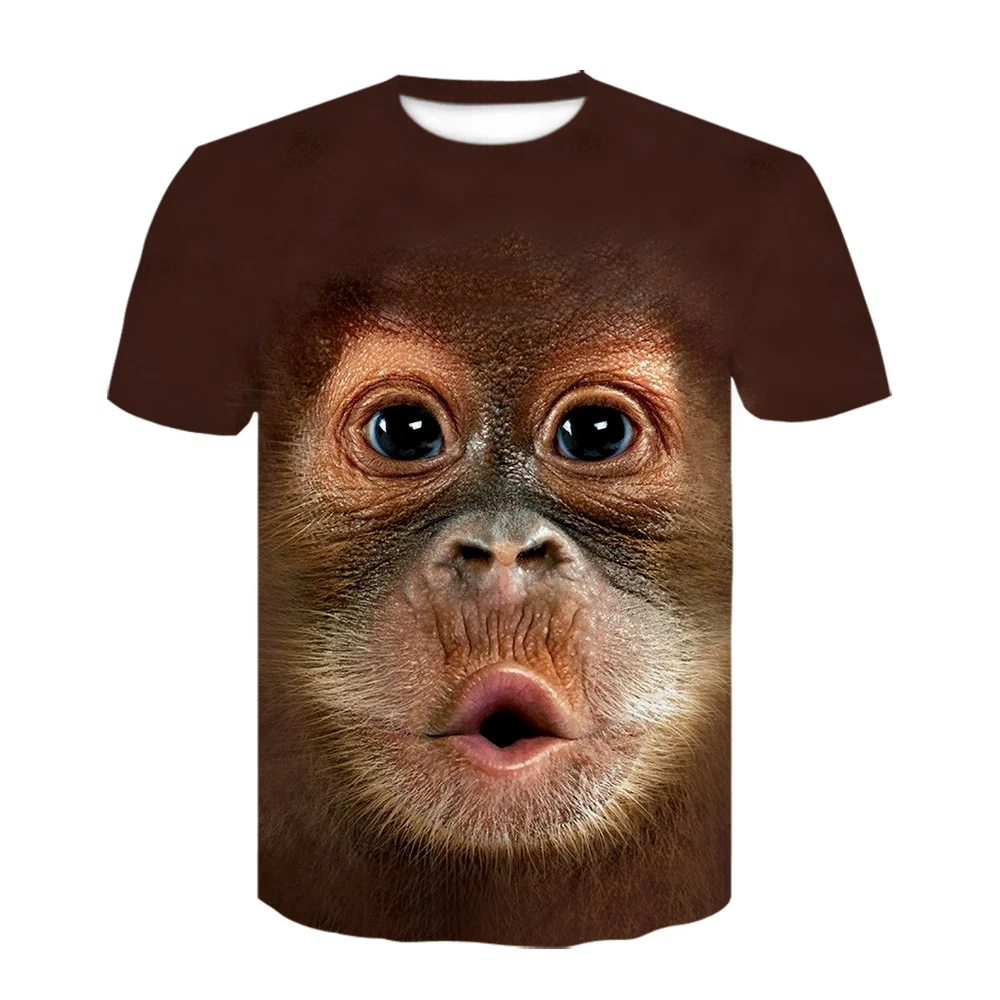 2021 Летняя мужская футболка с 3D принтом животных обезьяны гориллы Забавный дизайн