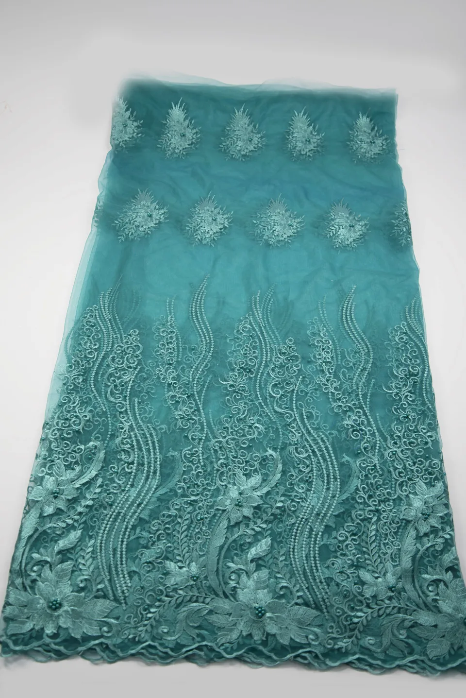 

African Lace Fabric 2020 High Quality Lace Wine Bridal Lace Fabric with Beaded Nigerian Tulle Mesh Lace Fabrics L2712