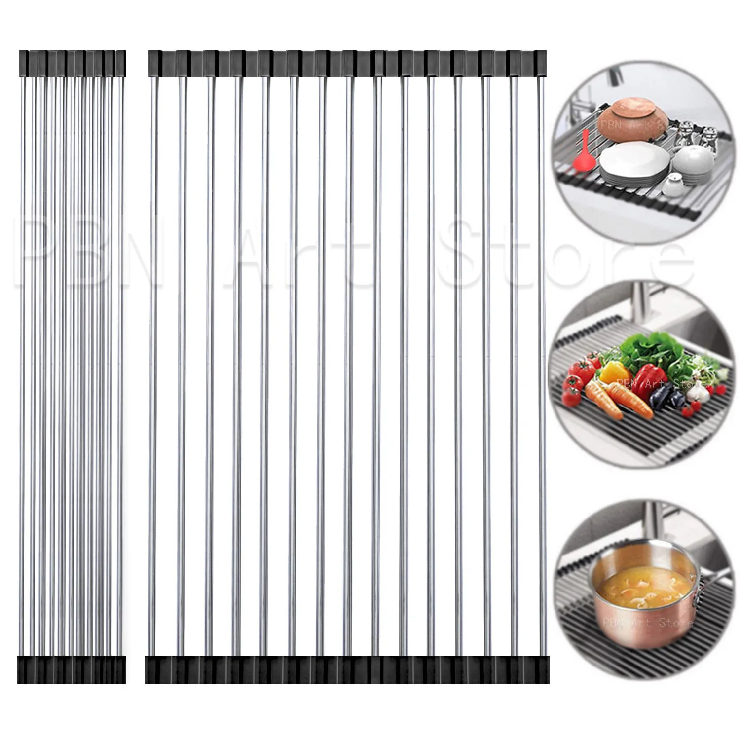 

Roll Up Dish Drying Rack Drainer Shelf Foldable Dish Drainer Over Sink Kitchen Organizer Fruit Mat Portable Storage Shelf Holder