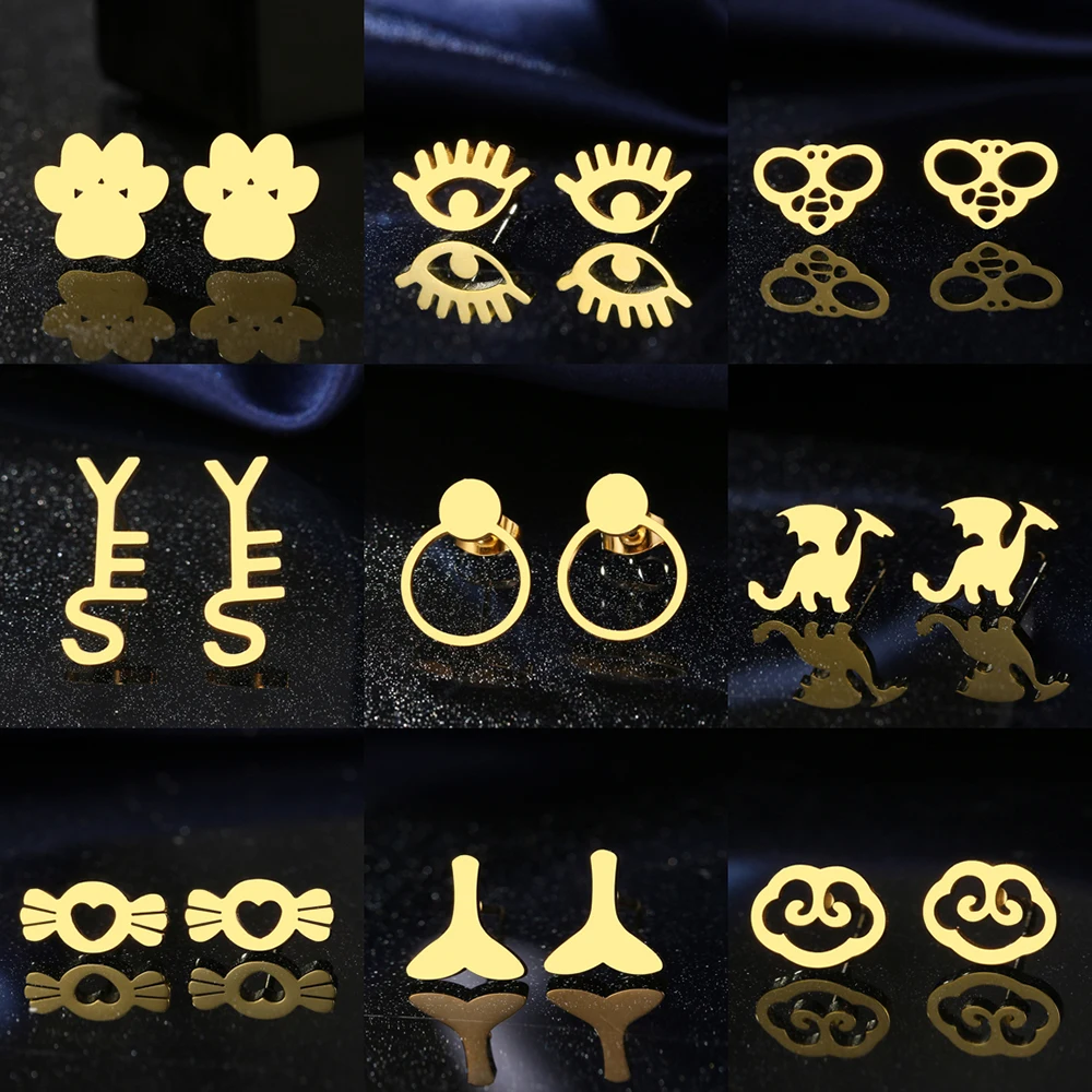 

Серьги из нержавеющей стали 2022, трендовые минималистичные серьги в форме сердца, молнии, облака, волны, модные серьги для женщин, ювелирные и...