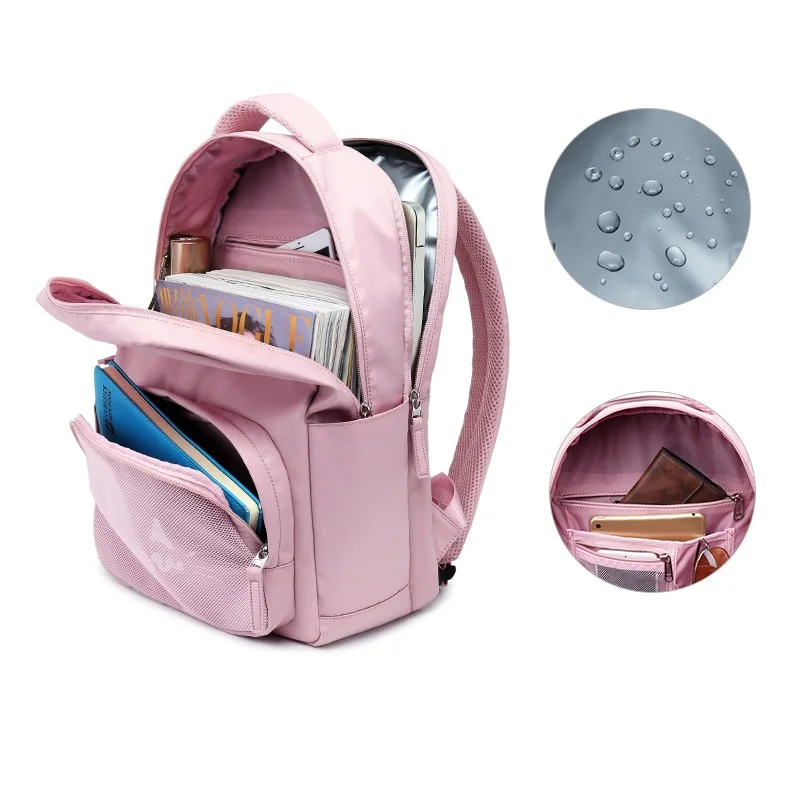 Холщовый Рюкзак для девочек, для сухого и влажного отдыха, водонепроницаемый, для путешествий, с изображением розового милого кота от AliExpress WW
