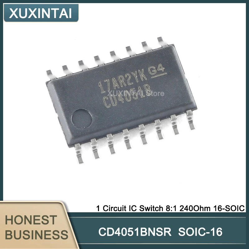 

100 шт./лот CD4051BNSR CD4051 1-контурный IC-переключатель 8:1 240Ohm 16-SOIC