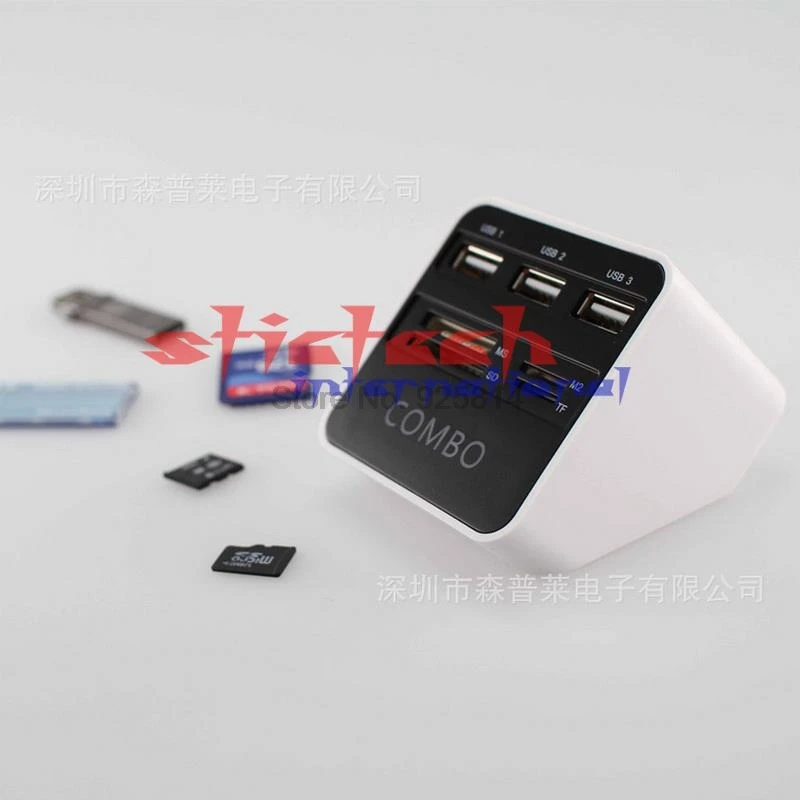 Через dhl или ems 100 шт мульти 7в1 USB 2 0 кардридер 3 память SD MS M2 TF внешний адаптер