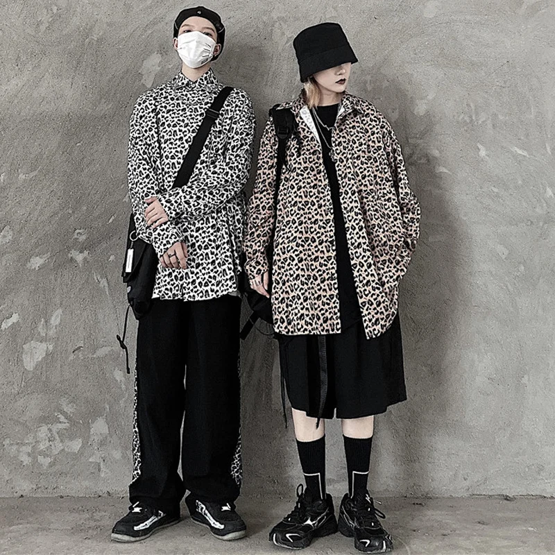

New Autumn Shirt Women Streetwear Shirt Vintage Leopard Shirt Loose Long Sleeve Blouse Harajuku Man Shirt Plus Size Shirt