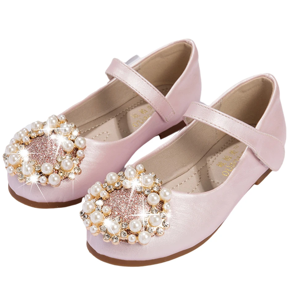 

Girls Wedding Bridesmaids Pump Shoes Children Mary Jane Shoes Kids Glitter Pearl Princess Shoes Elegant Classic Ballet Flats