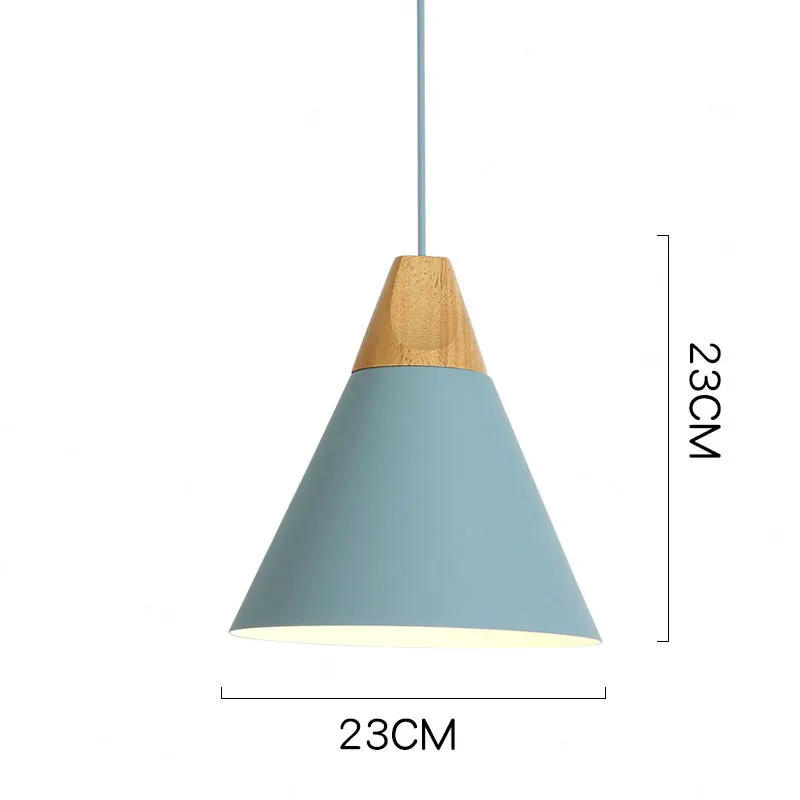 23cm Blue Современный светодиодный подвесной светильник в скандинавском стиле из дерева, для кафе, ресторана, спальни, кухни, разноцветное украшение для дома, алюминиевый светильник - Цвет корпуса: 23cm Blue