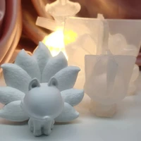 pretty 9 tailed fox candle silicone candle mold carving art aromatherapy plaster home decoration mold wedding gift handmade