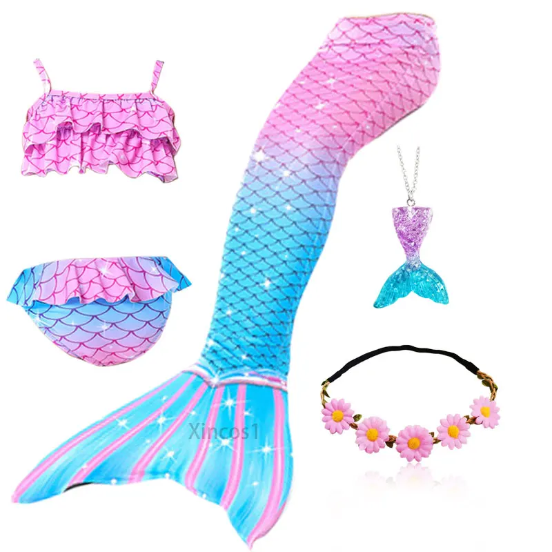 Детский костюм Русалочки с хвостом для девочек купальный Хэллоуина маленькой