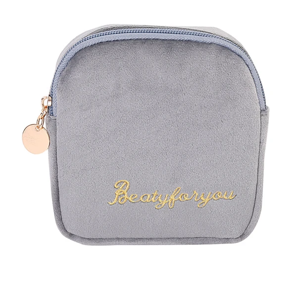 S gray 1 шт. однотонная косметичка, мягкая бархатная женская косметичка для макияжа, органайзер для хранения косметики, косметичка для туалетных принадлежностей - Цвет: S gray