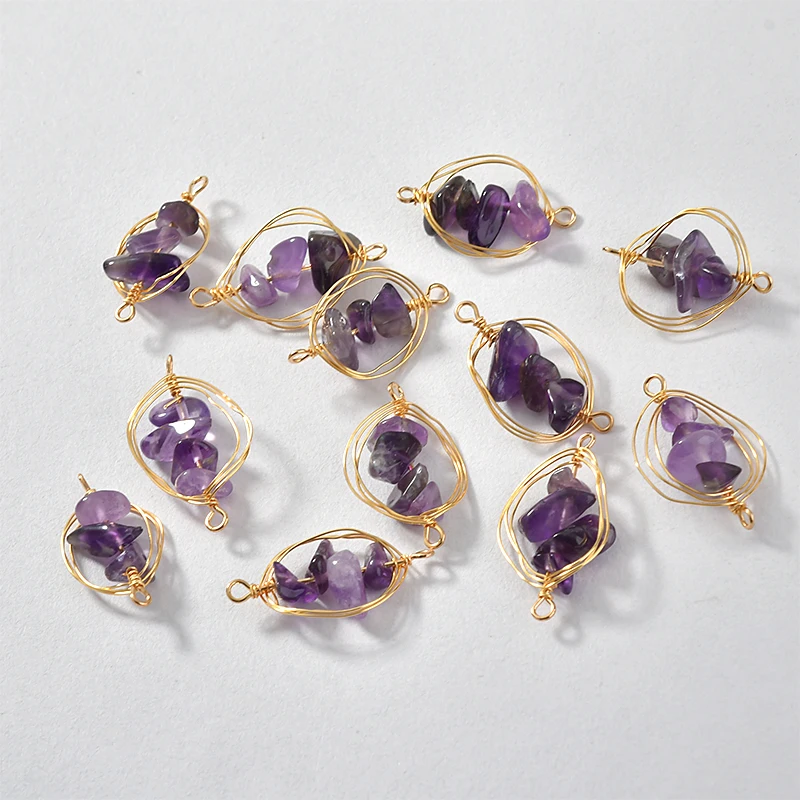 DIY ручной работы медная проволока намотка двойной висящий рок кристалл гравий