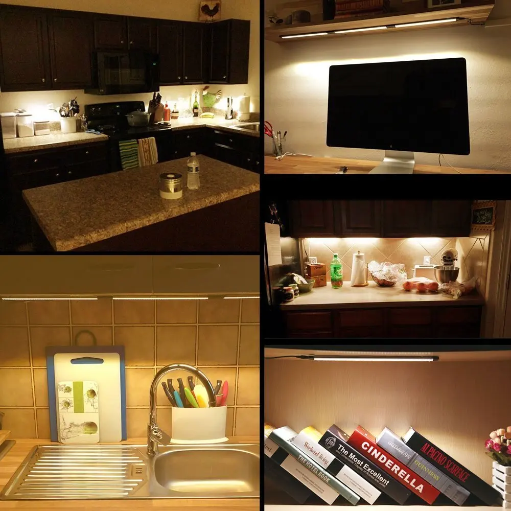 

Cabinet Bar Light Kit Rigid LED Bar Light with Dimmer Switch for Under Counter Furniture Kitchen Cabinet Lighting Bar(4 Panels)