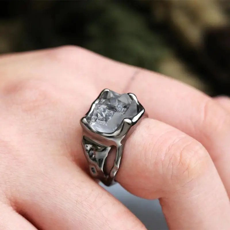 Fashion Black Gold Color Huge Clear Irregular Stone Rings For Women/Men Hip Hop Punk Jewelry Best Gifts Ladies Dropshipping | Украшения и