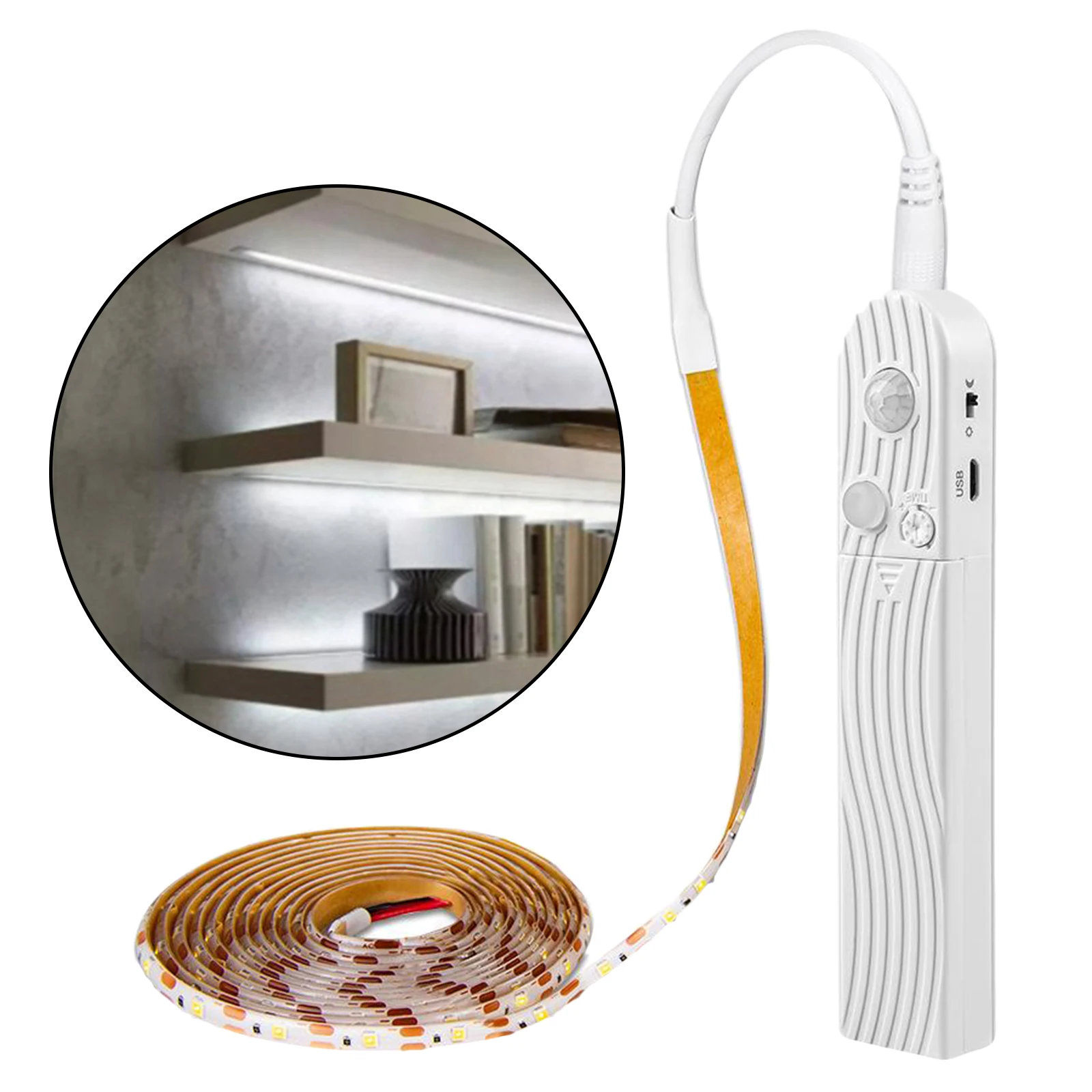 

Motion Sensor Closet LED Strip Night Lights 4 Modes Stairs Bedside 60LEDs Lamps Lighting 3000k/6000k Auto Shut Off Timer